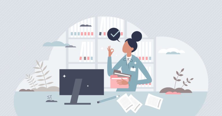 Medical records technician as hospital document assistant tiny p